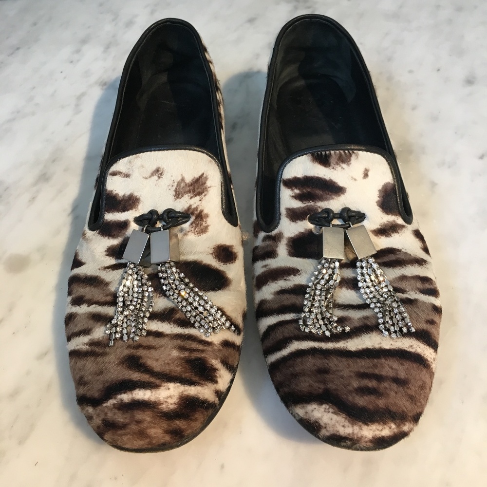 Giuseppe Zanotti Animal Print Calf-Hair Loafers